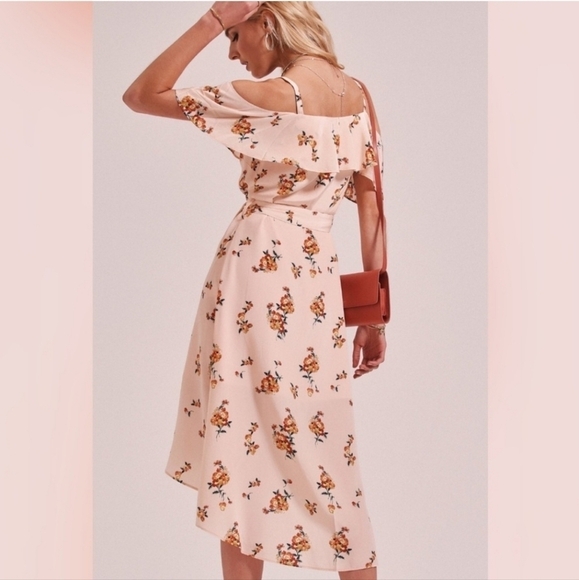 100% Mulberry Silk Armelle Light Peach Off the Shoulder Dress Size 8 - Picture 14 of 14